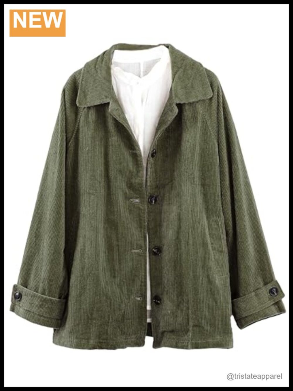 Women's Corduroy Shacket Jacket Long Sleeve Button Down Casual Cotton